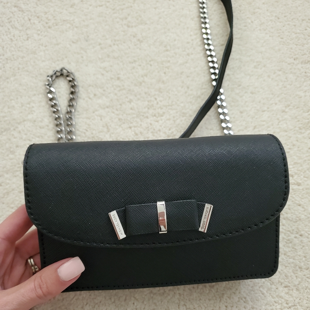 Michael Kors Black Kiera Saffiano Leather Mini Bow Crossbody Bag